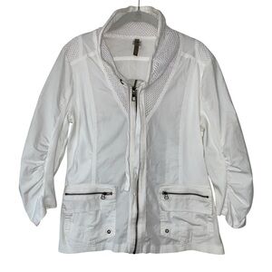 XCVI Wearables Women's Reservoir Poplin Jacket White L Full Zip Lightweight